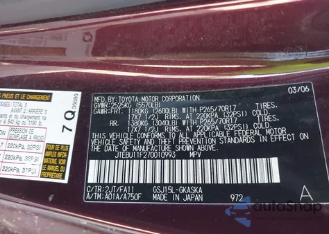 2007 Toyota Fj Cruiser z USA, uszkodzony, nr VIN JTEBU11F270010993